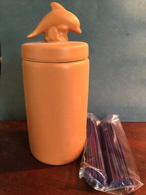 Dolphin terra cotta incense container